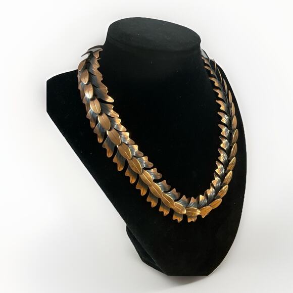 Vintage Rebajes MCM Articulated Copper Necklace Choker 3D 18" - Picture 2 of 11